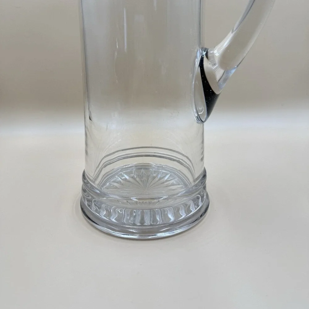 Vintage Clear Glass Etched Crystal Glass Pitcher Minimalist Summer Sunburst
